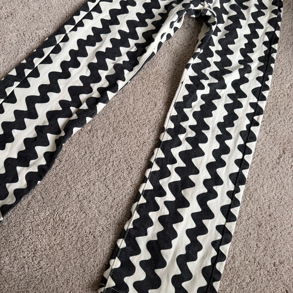 Cider Black and White Zigzag Pattern Denim Pants S - Picture 4 of 12